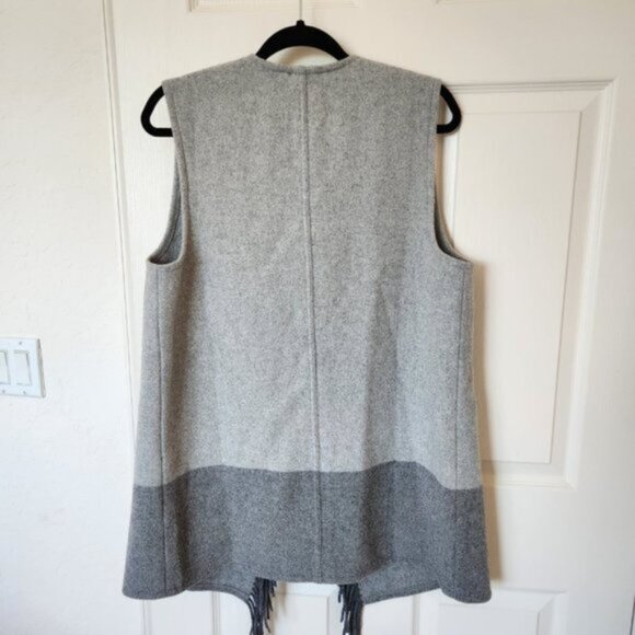 Vineyard Vines Open Front Grey Wool Fringe Vest - Picture 5 of 7